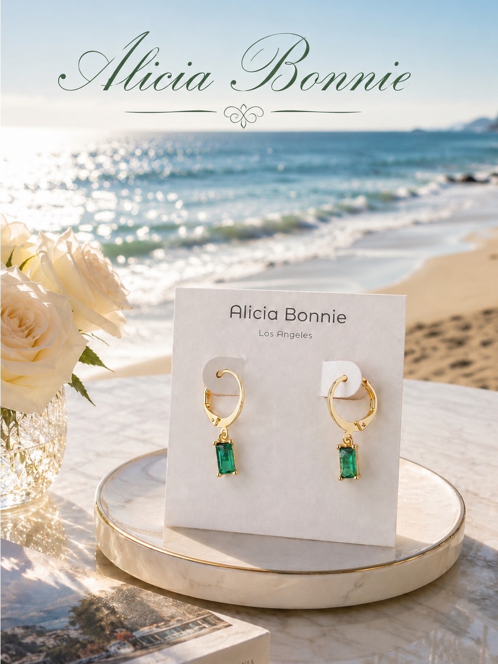 Alicia Bonnie huggie drop earrings Twinkling Treasure with dust bag